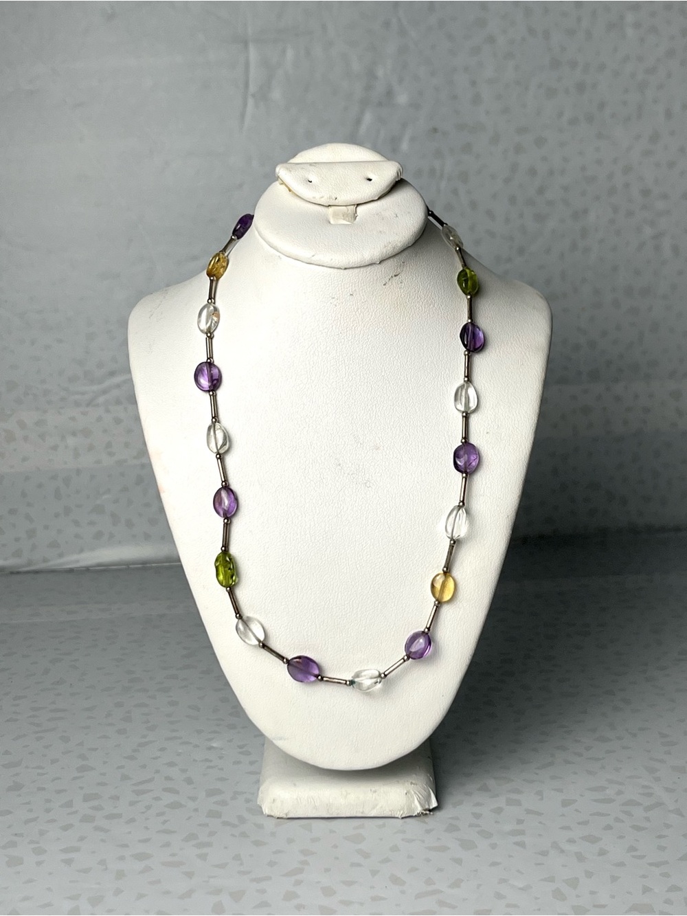 Silpada Silver Tone Multi Semi-Precious Stone Toggle Necklace